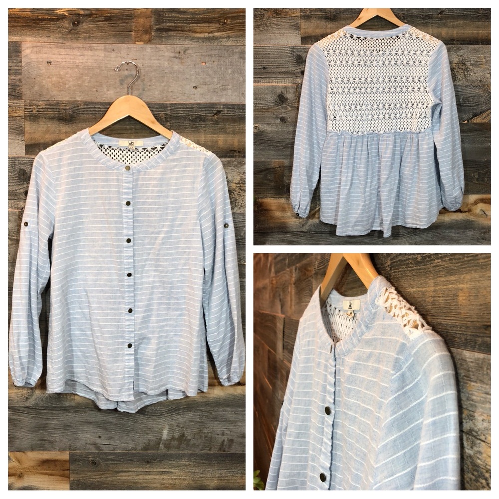 Ya Los Angeles | Stripe & Lace Top | M - Picture 3 of 7